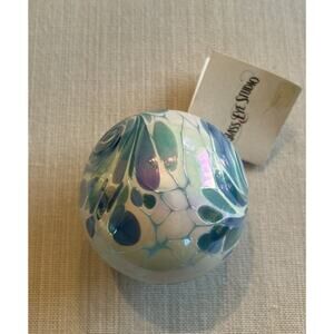 NEW Glass Eye Studio Art Glass Ornament Blue White A25